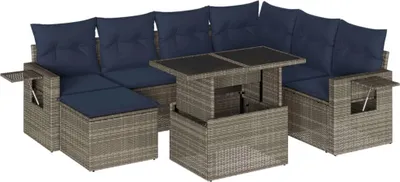 Image de vidaXL Ensemble de 8 canapés de jardin avec coussins, gris, polyrattan