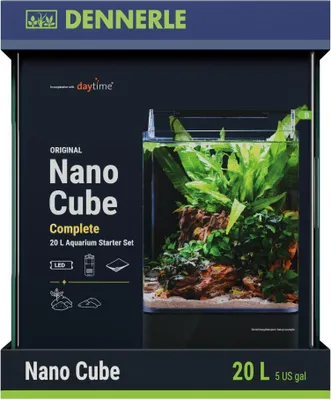 Produktbild von Dennerle Nano Cube Complete, 20 Liter - 25 x 25 x 30 cm - Mini-Aquarium Komplett-Set mit abgerundeten Ecken