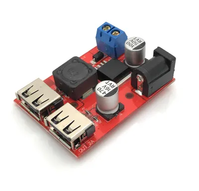 Produktbild von Netzteilmodul 6 - 40V Schraubklemme / Hohlstecker Eingang -> 5V / 3A mit 2x USB Ausgang