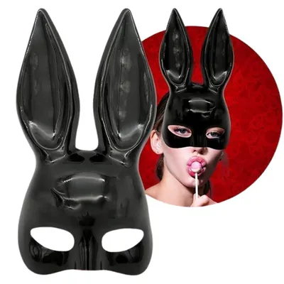 Kaninchenmaske, schwarz, sexy, für Kostüm und Halloween