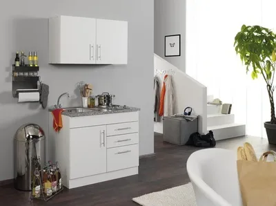 Produktbild von Held Möbel Miniküche mit Geräten Toronto 100 cm weiß matt zerlegt 973.6513