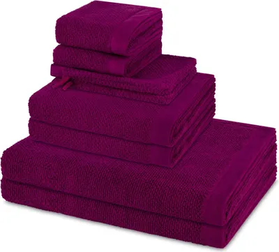Produktbild von Möve Bliss 2 X Wasch- 2 X Gäste- 2 X Dusch- 2 X Handtuch im Set Extra weich mit angenehmem Massageeffekt, Moderne Perlstruktur und breiter Saum, Praktischer Kordelaufhänger für einfache Aufbewahrung