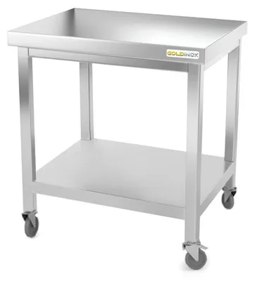 Produktbild von Arbeitstisch aus Edelstahl, 700 x 600 mm, auf Rollen,  – GOLDINOX