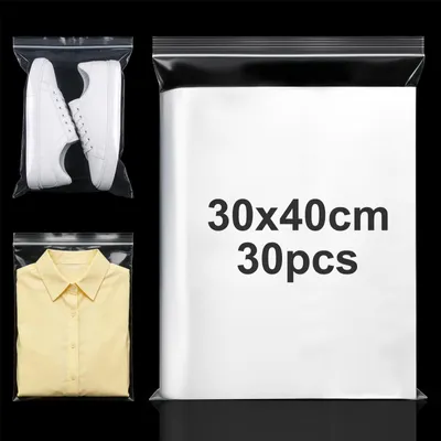 Productafbeelding van Set van 30 Herbruikbare Transparante Plastic Zakjes met Druksluiting
