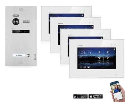 Produktbild von BALTER EVO Silber Video Türsprechanlage Set 1 Teilnehmer 4x 7" WLAN Monitor Weiß