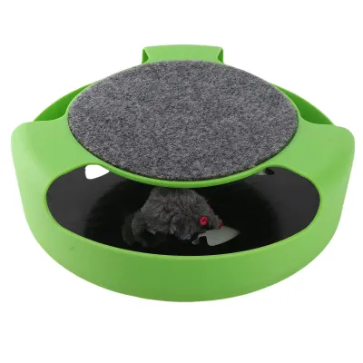 Produktbild von Interaktives Katzenspielzeug mit rotierender Maus – Jagd- & Denkspiel mit Kratzpad für Katzen & Kätzchen, Grün (ohne Farbverpackung)