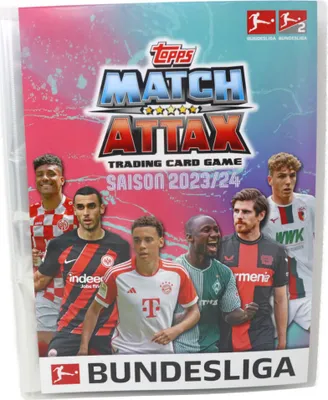 A collection of soccer players on a binder cover for a trading card game.
