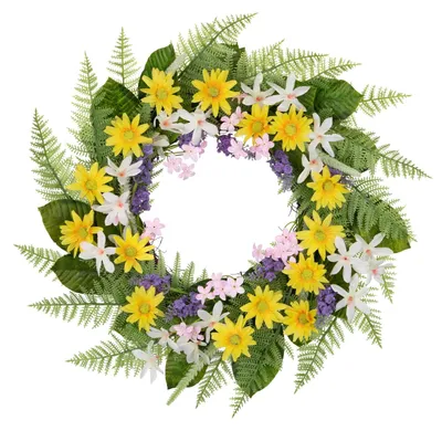 Immagine prodotto di Omgoods -  decorativa per porta, artificiale, 55 cm -  di fiori a tema camomilla, ideale per decorazioni primaverili