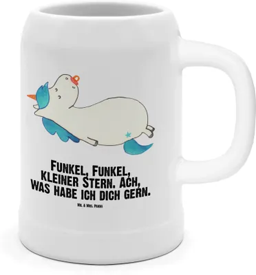 Produktbild von Mr. & Mrs. Panda Krug Einhorn Schnuller - Weiß - Geschenk, Seidel, Steinkrug, Mama, Bier, Steingutkrug, Humpen, Deko, Geburt, Einhörner