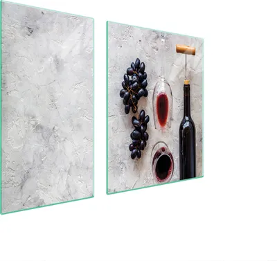Produktbild von Herdabdeckplatten 2 teilig 90x52 Glaskeramikkochfeld Abdeckung Glas Schneidebrett Wein Glas