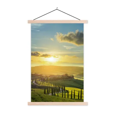 Produktbild von MuchoWow® Textilposter Toskana - Sonne - Italien 60x90 cm mit holzfarbenen Rahmen - Textil
