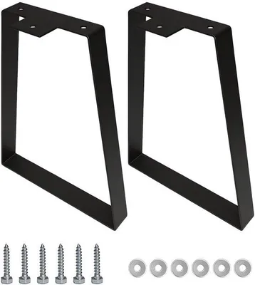 Productafbeelding van 2 tafelpoten, tafelpoten van ijzer, 357 mm, zwart, met schroeven
