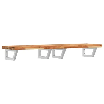 Zdjęcie produktu dla Półka ścienna pod umywalkę, stal i lite drewno akacjowe