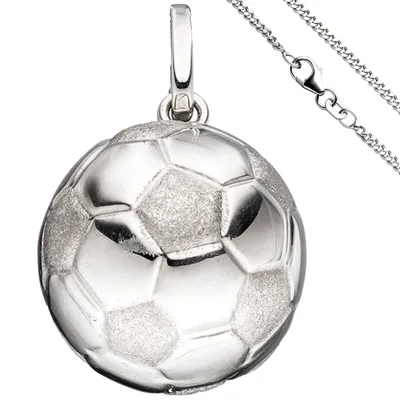 Produktbild von JOBO Kinder Anhänger Fußball 925 Silber Fußballanhänger mit Kette 42 cm