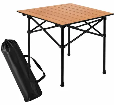 Obrázok produktu pre Verk 14637 Skladací campingový stolík, 51 x 50 cm, s prepravnou taškou, hnedý