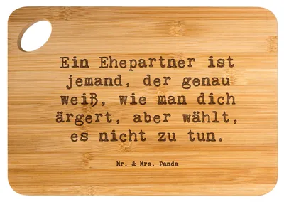 Produktbild von Mr. & Mrs. Panda Holzbrett Spruch Ehepartner Liebe - Transparent - Geschenk, Jubiläen, Zusammengehörigkeit, Verständnis, Schneidebrett, schneidunterlage, essbrett, Brett