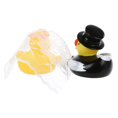 Produktbild von FunX Badeenten Hochzeitspaar 2er Set Quietscheenten Brautpaar Hochzeitsgeschenk