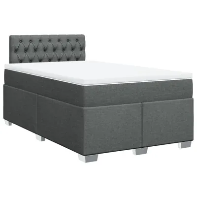 Zdjęcie produktu dla vidaXL Łóżko sprężynowe z materacem ciemnoszare 120x190 cm tkanina