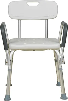Image de Siège de douche - Aide pour la salle de bain - Douche sécurisée - Accoudoirs et dossier réglables - Charge maximale : 150 kg - Blanc