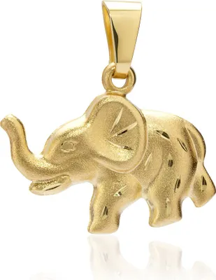 Produktbild von Kettenanhänger Elefant klein 333 Gelb Gold  15,5mm Beidseitig Tragbares Amulett