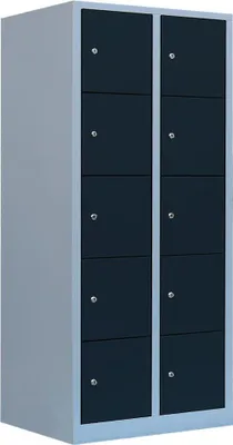 Produktbild von LÜLLMANN Schließfachschrank anthrazit, lichtgrau 523928, 10 Schließfächer 80,0 x 50,0 x 190,0 cm