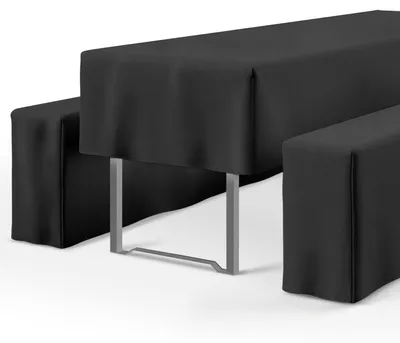 Produktbild von Beautissu 3tlg Biertischhussen Set für Bierzeltgarnitur 220x70cm Schwarz