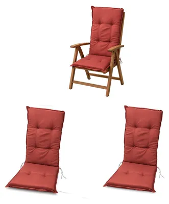 Produktbild von BURI 2x Hochlehner Auflage 117x49x6 cm - wetterfeste Gartenstuhlauflage mit Schaumkern & Vollvlies, Halteband & Bindebänder, bequemes Stuhlpolster für Balkon, Terrasse & Garten (Rot)