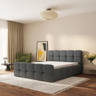 Produktbild von Masseno Polsterbett ELIZJA 140x200 cm, Polsterbett mit Bettkästen -Grau, SORO 97