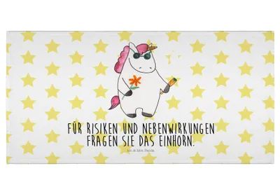 Produktbild von Mr. & Mrs. Panda Handtuch Einhorn Woodstock - Weiß - Geschenk, Witzig, baumwolle, Unicorn, Party, Joint, Flauschtuch, Einhörner, 50x100, Kiffen, Händehandtuch