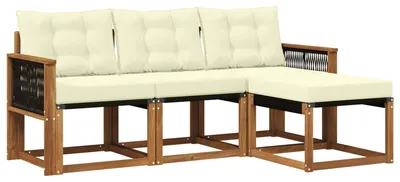 Produktbild von vidaXL Outdoor-Sofagarnitur mit Kissen 4 pcs Natur und Creme