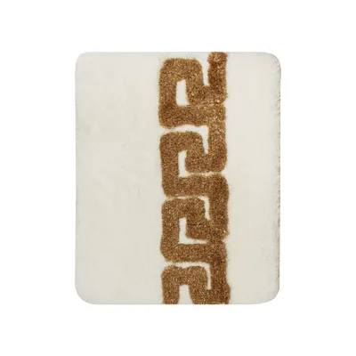 Produktbild von Luxus Badematte Duschvorleger mit Mäander Motiv in weiss gold 100%.Polyacryl 2er Set