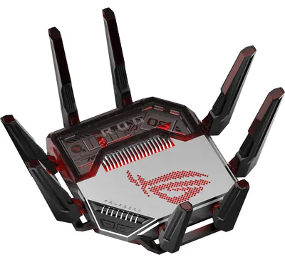 Produktbild von ASUS ROG Rapture GT-BN98, Wi-Fi 8 (802.11bn), Quad-band (2.4 GHz / 5 GHz-1 / 5 GHz-2 / 6 GHz), Ethernet/LAN, Schwarz, Weiß, Tabletop-Router