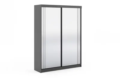 Produktbild von Kleiderschrank Schiebetürenschrank 150cm breit zweitürig Grau mit Spiegel