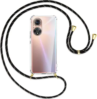 Produktbild von Handykette Backcover-Schutzhülle mit Band (Metall goldfarben) für Honor 50 (NTH-AN00) - schwarz/gold