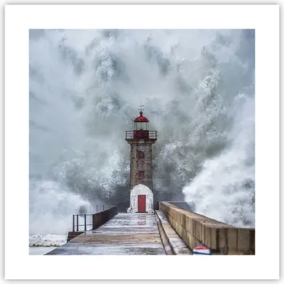 Produktbild von Poster - Poster ohne Rahmen - Laterne Meer Sturm - 40x40 cm - Wand Bild - Wanddeko - Wandbilder - Kunstposter - Wandposter - Bilder - Kunstdruck - Wanddekoration - Wandbild - P2XAC40x40-5003
