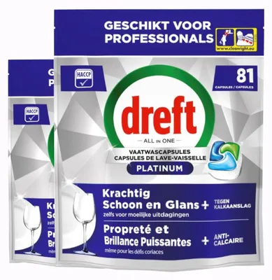 Immagine prodotto di Pastiglie per lavastoviglie Dreft Platinum Regular All-in-One – 162 pastiglie (2x81)