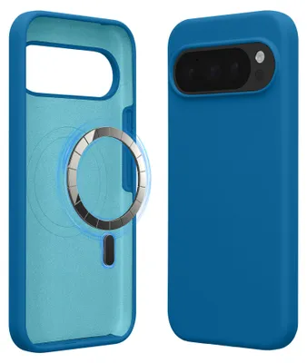 Produktbild von kwmobile Hülle kompatibel mit Google Pixel 10 / Pixel 10 Pro Hülle - magnetisches Silikon Case kompatibel mit MagSafe - Cover gummiert Blue Reef