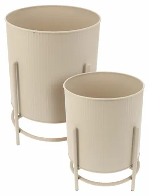 Produktbild von HOWHOMELY | Pflanzgefäß - Übertopf - beige - 2er Set - Blumentopf - Metallständer - Praktisch