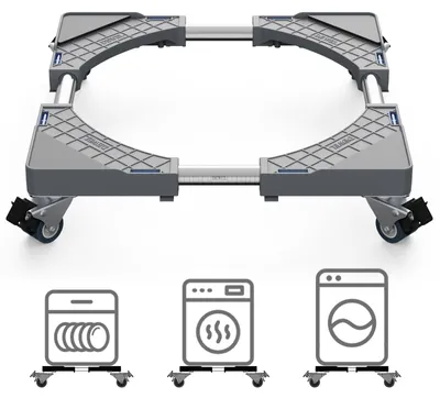 Image de Support pour réfrigérateur avec 4 roulettes verrouillables - Adapté aux machines à laver et aux sèche-linge