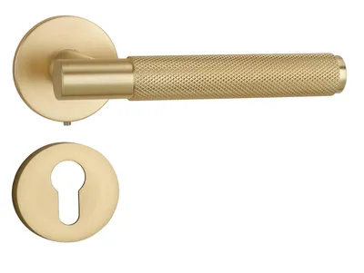 Produktbild von QRS - SORIA Türgriff für Zimmertüren, Türklinken Griff Set, mit Rosette, Golden Matt - Türbeschlag, Türdrückergarnitur für Innentür