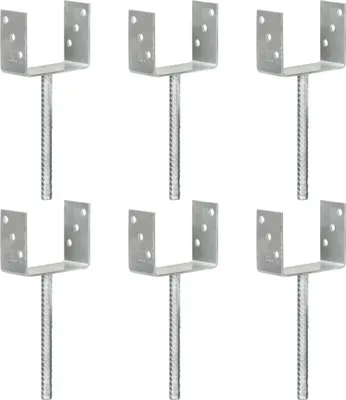 Produktbild von "2024"cloris Pfostenträger 6 Stk. Silbern 12×6×30 cm Verzinkter Stahl - Zaunzubehör CHY20642640