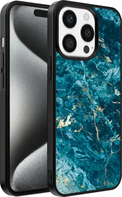 Produktbild von Handyhülle passend für iPhone 15 Pro mit Marmordruck - TPU Back Cover Case Marmor Design - Blau