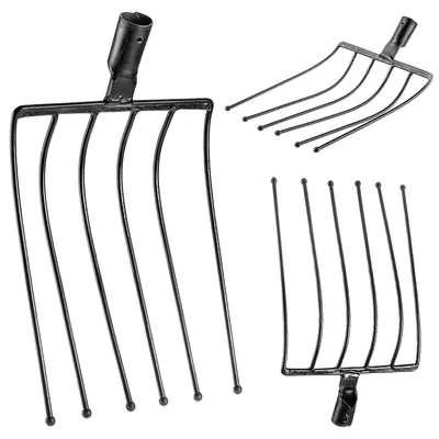 Productafbeelding van KADAX aardappelvork zonder steel, bietenvork van robuust staal, steenvork, aardelfork, steenvork, draadvork, spadevork, hooivork, graafvork (zwart, 6 tanden)