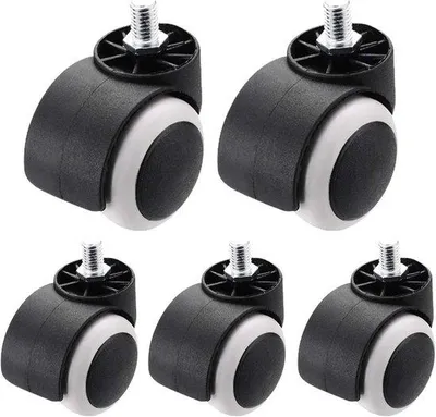 Produktbild von Famanu Zwenkrollen Set 5 Stück mit Bremse und M10 Gewinde - 50 mm