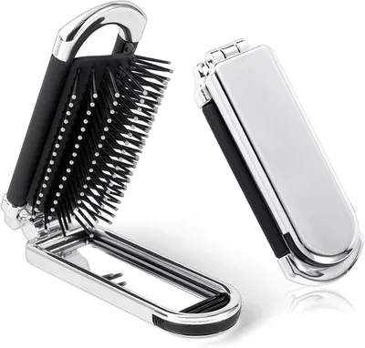 Immagine prodotto di Spazzola per capelli da viaggio con specchio pieghevole, mini, leggera, compatta, ideale per viaggi