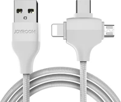 Produktbild von Joyroom L317 2.4A Nylon geflochtenes USB-Ladekabel 3 in 1 für Apple / Android Type-c white_white