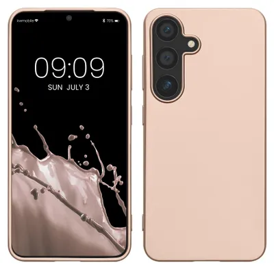 Produktbild von kwmobile Handyhülle für Samsung Galaxy S25 Hülle - Silikon Case metallisch schimmernd - Schutzhülle Cover - Metallic Gold