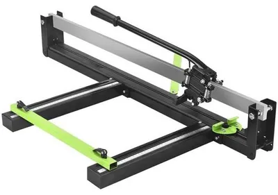 Produktbild von Profi Fliesenschneider mit Laserpositionierung und Gummioberfläche - 800 mm, Einzelschiene, Halterung - Rutschfest