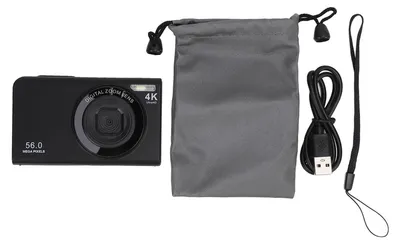 Immagine prodotto di Fotocamera digitale da 56 MP, 4K, autofocus, zoom 16x, stabilizzazione dell'immagine, schermo da 2,4 pollici, vlogging portatile con luce di riempimento, nero