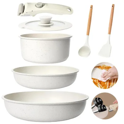 Image de Set de casseroles, revêtement antiadhésif, empilables, 5 pièces